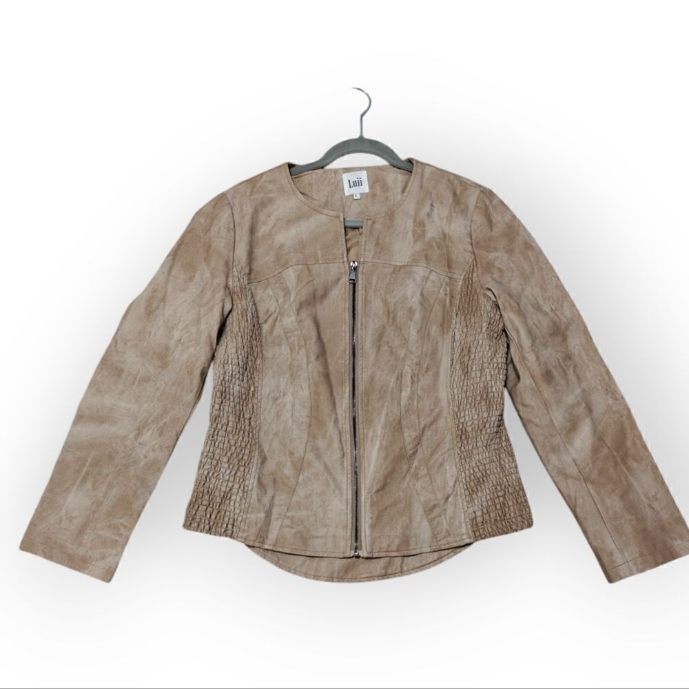 Luii Beige Faux Leather Jacket Size Large